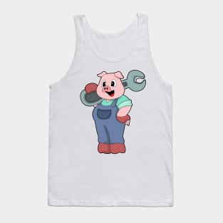 Pig as Mechanic with Wrench Tank Top